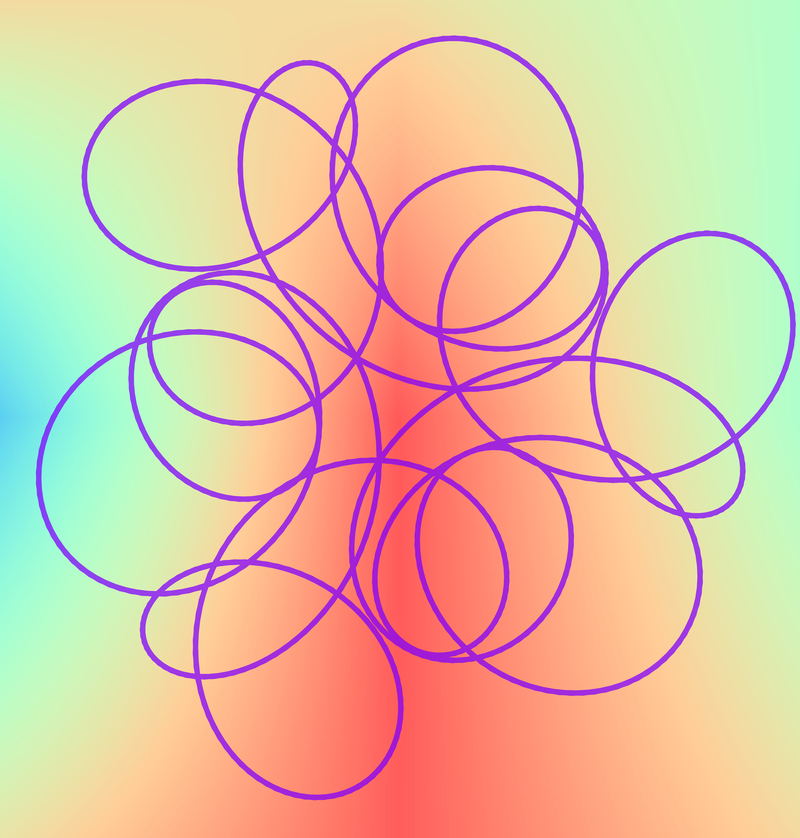 image of plot generated using the spirograph script but with blotchy colour background