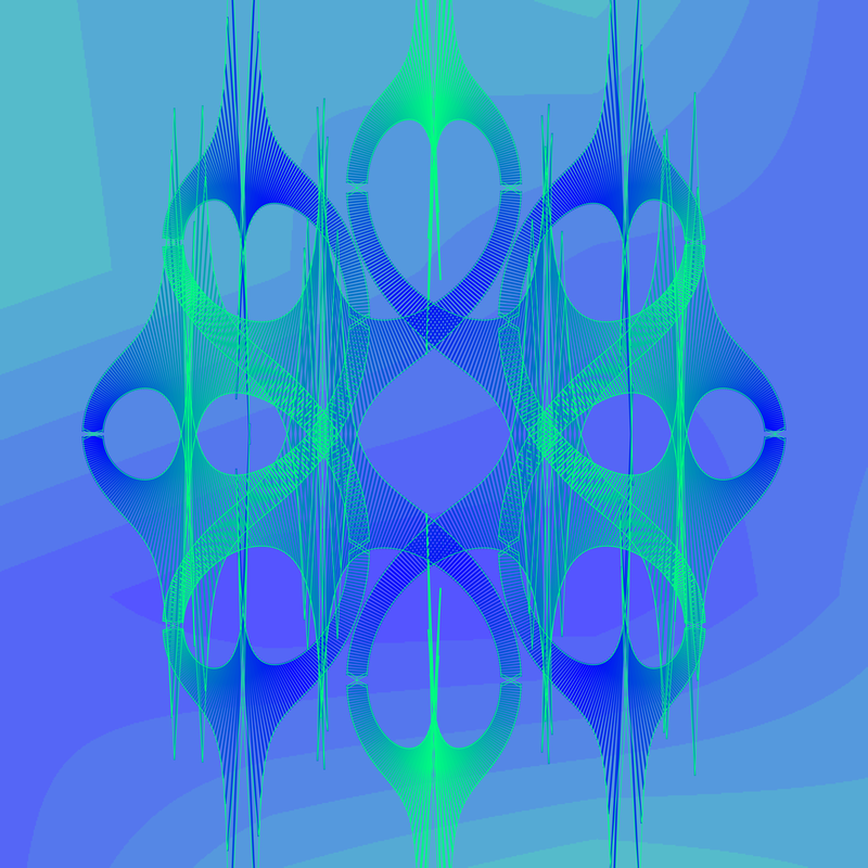 image of curve generated using the spirograph script over blotchy colour background using a custom qualitative colourmap