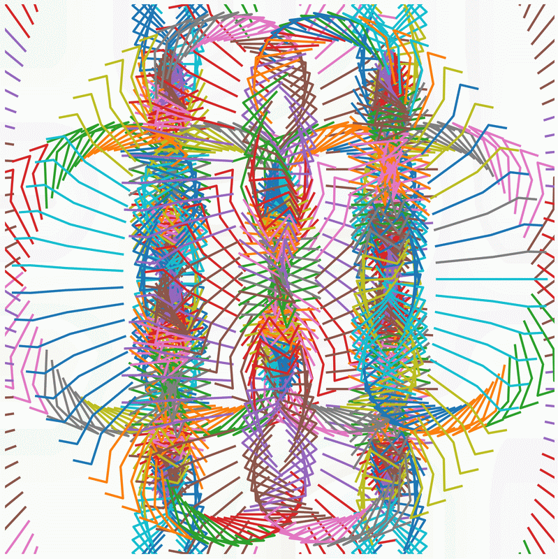 gnarly spirograph images expanded through applying 4 symmetrical linear translations