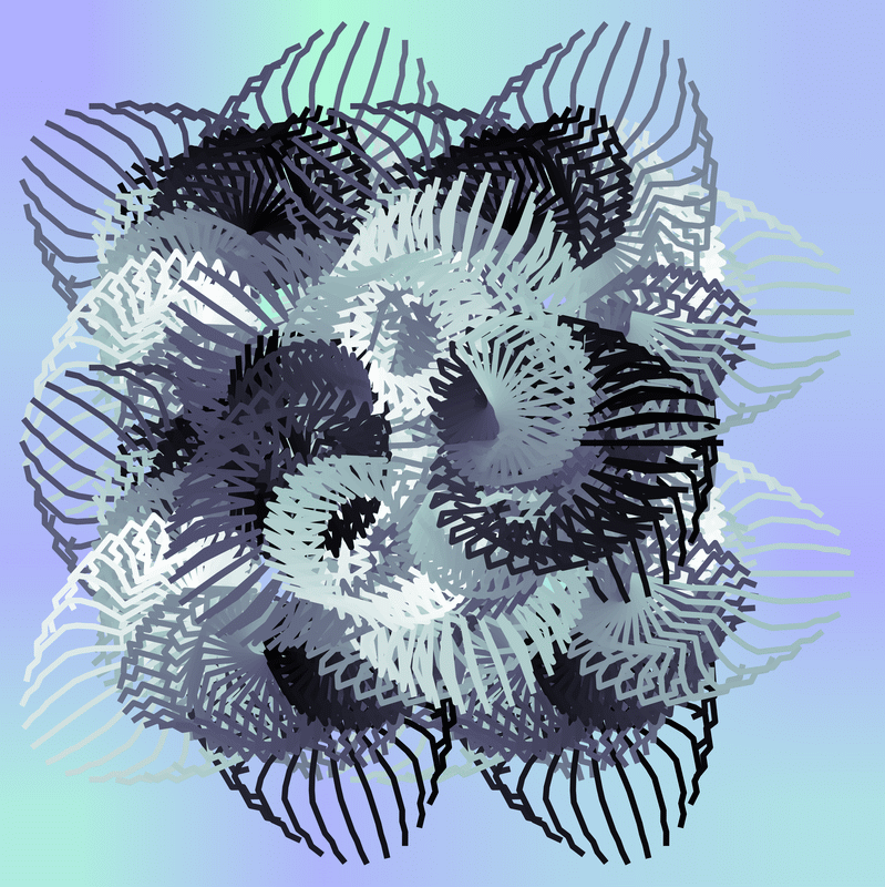 gnarly spirograph images expanded through applying 4 symmetrical linear translations