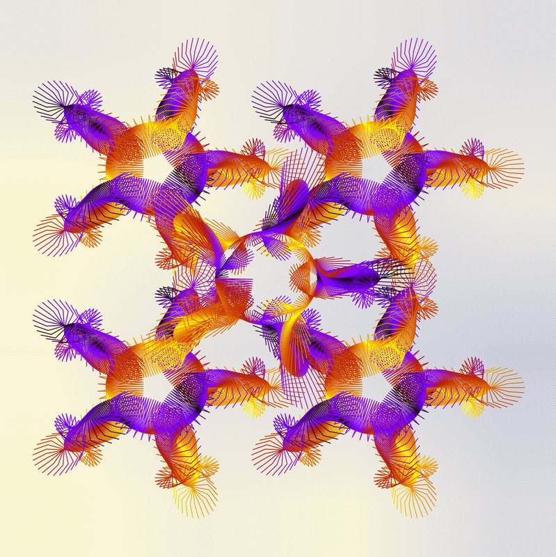 gnarly spirograph images expanded through applying 4 symmetrical linear translations