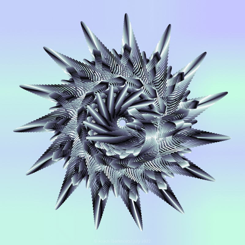 gnarly spirograph images modified with varying numbers of rotational translations