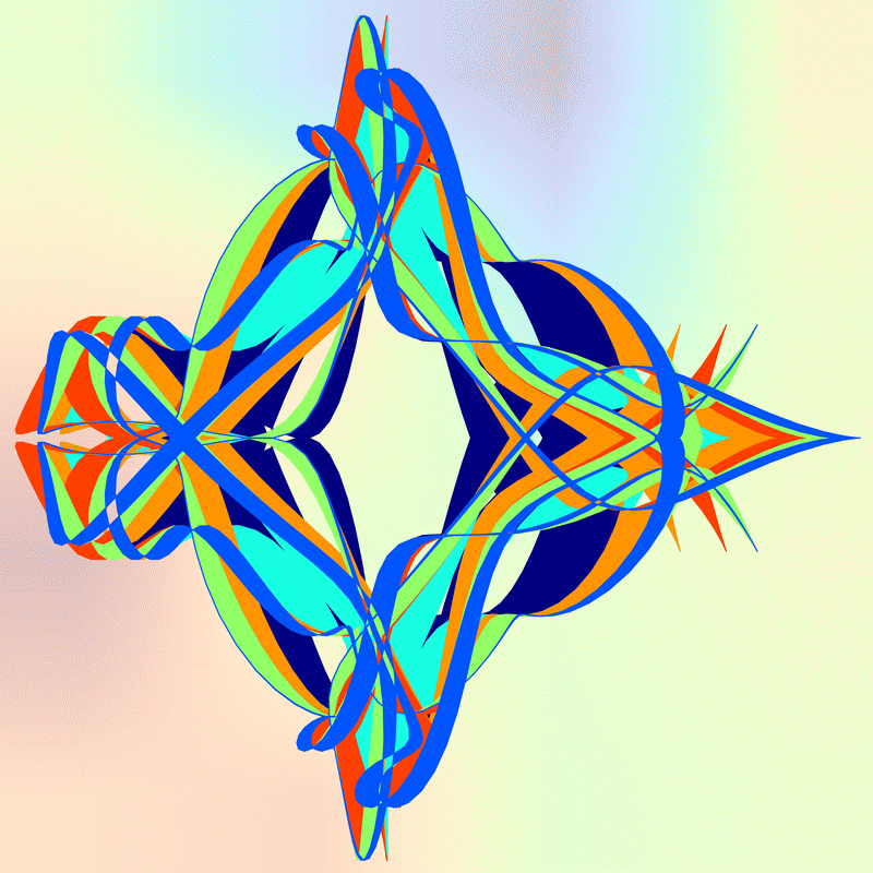gnarly spirograph images generated with matplotlib fill_between(), with variations between which rows the colouring occurs