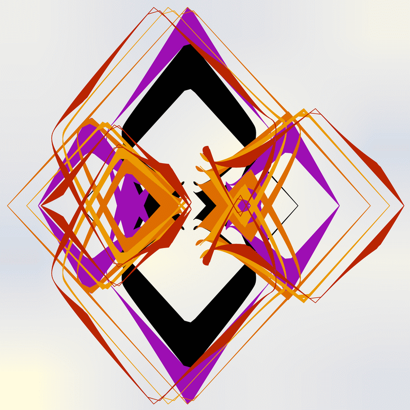 gnarly spirograph images generated with matplotlib fill_between(), with variations between which rows the colouring occurs