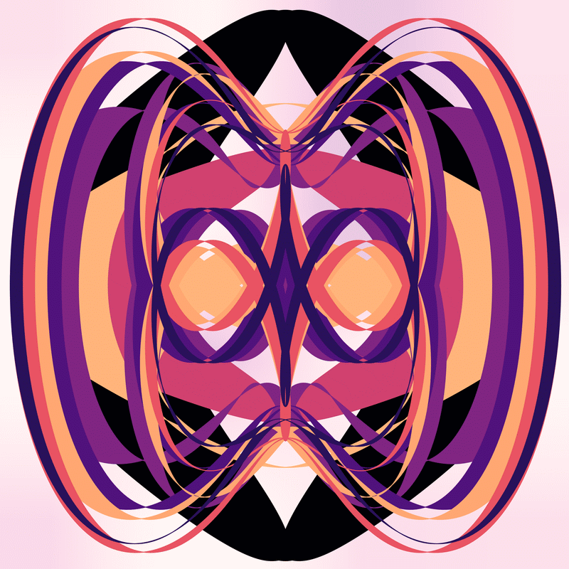 gnarly spirograph images generated with matplotlib fill_between(), with variations between which rows the colouring occurs