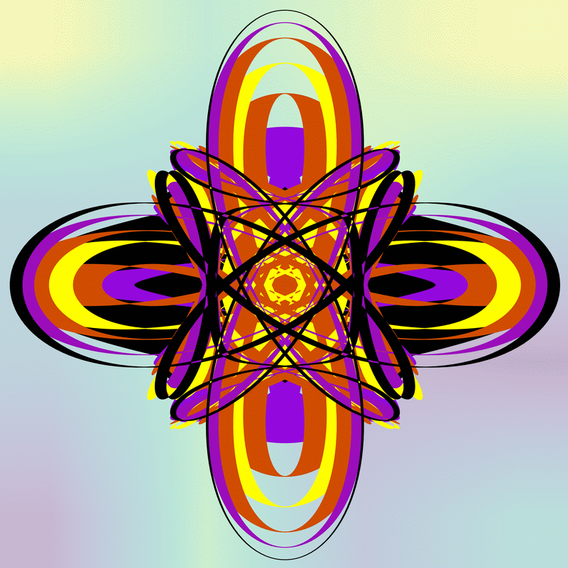 gnarly spirograph images generated with matplotlib fill_between(), with variations between which rows the colouring occurs