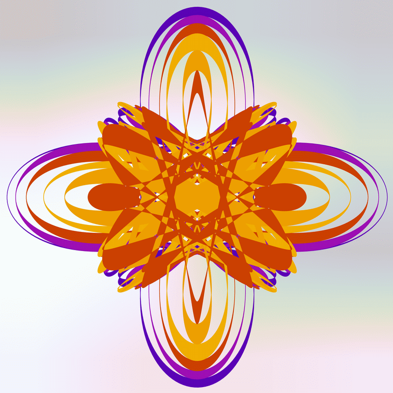 gnarly spirograph images generated with matplotlib fill_between(), with variations between which rows the colouring occurs