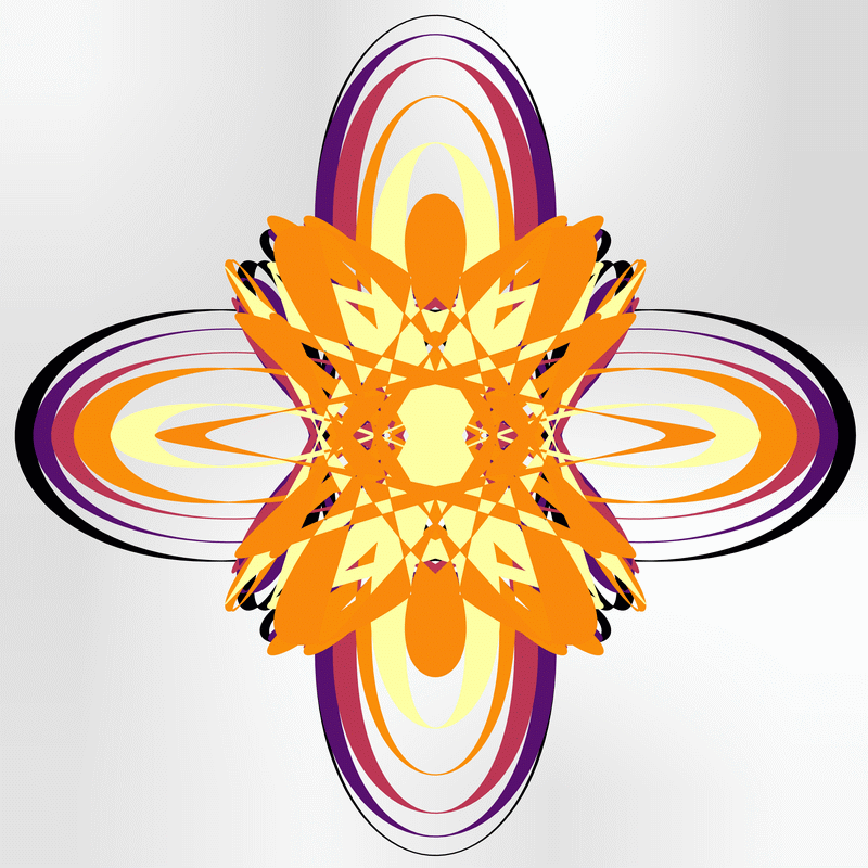 gnarly spirograph images generated with matplotlib fill_between(), with variations between which rows the colouring occurs