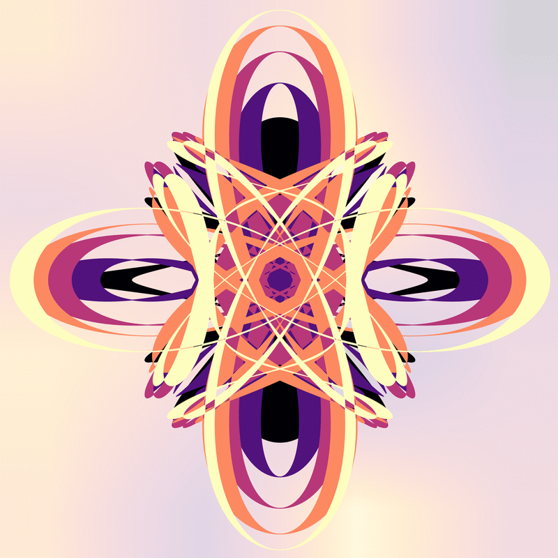 gnarly spirograph images generated with matplotlib fill_between(), with variations between which rows the colouring occurs