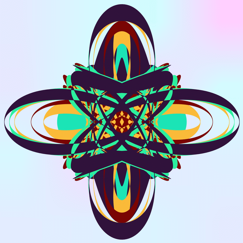 gnarly spirograph images generated with matplotlib fill_between(), with variations between which rows the colouring occurs