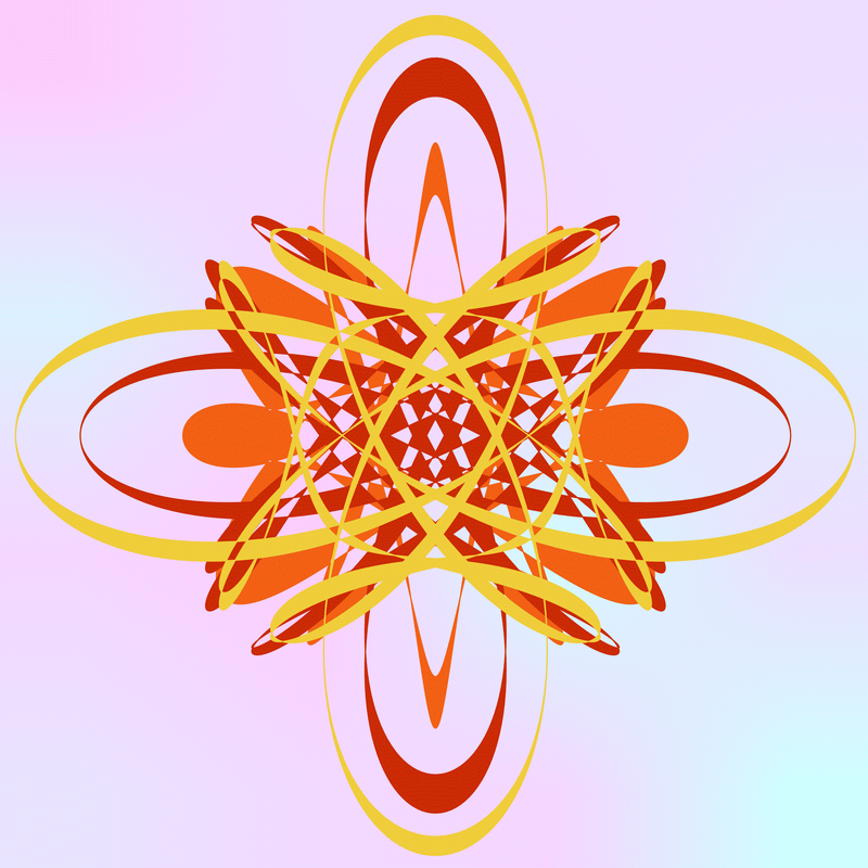 gnarly spirograph images generated with matplotlib fill_between(), with variations between which rows the colouring occurs