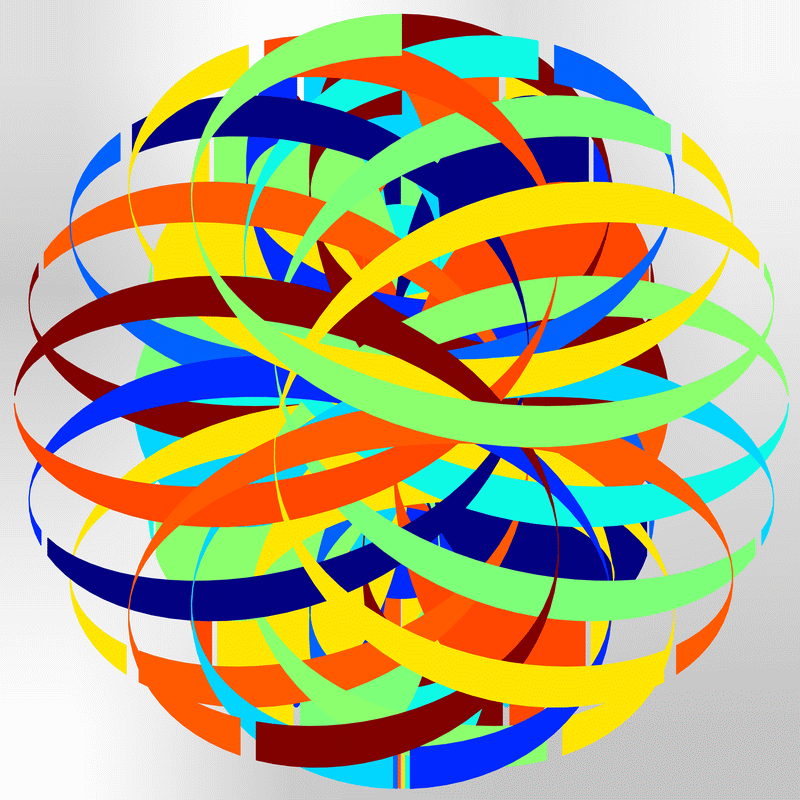 gnarly spirograph images generated with matplotlib fill_between(), with variations between which rows the colouring occurs