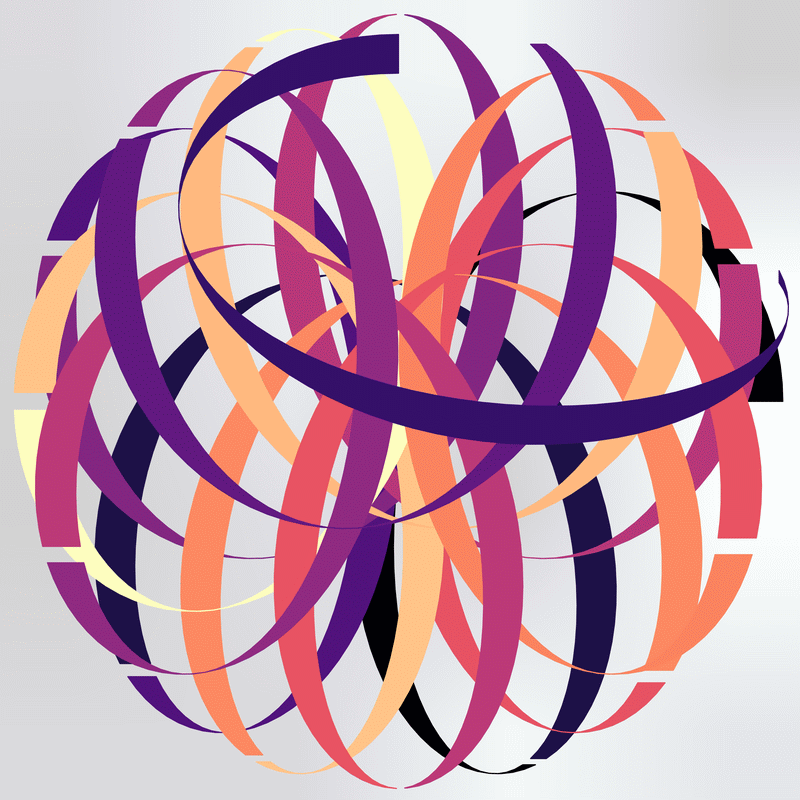 gnarly spirograph images generated with matplotlib fill_between(), with variations between which rows the colouring occurs