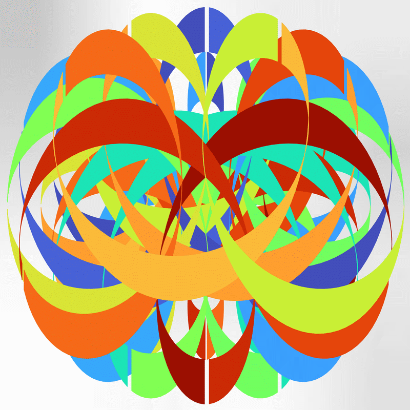 gnarly spirograph images generated with matplotlib fill_between(), with variations between which rows the colouring occurs