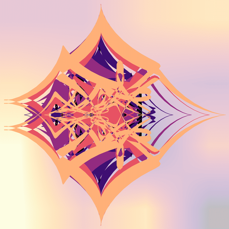 gnarly spirograph images generated with matplotlib fill_between(), with variations between which rows the colouring occurs