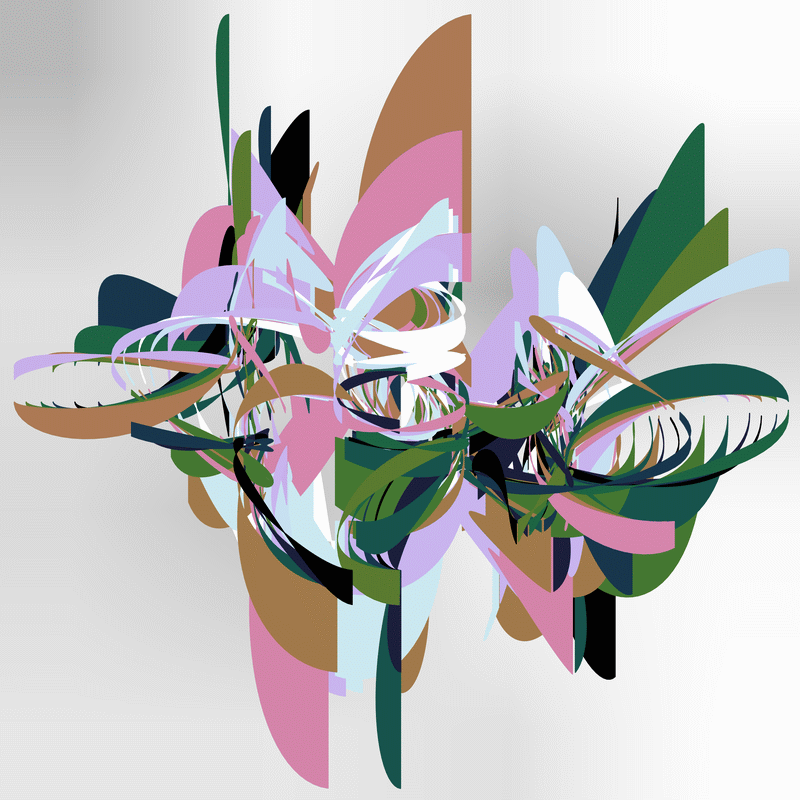 gnarly spirograph images generated with matplotlib fill_between(), with variations between which rows the colouring occurs