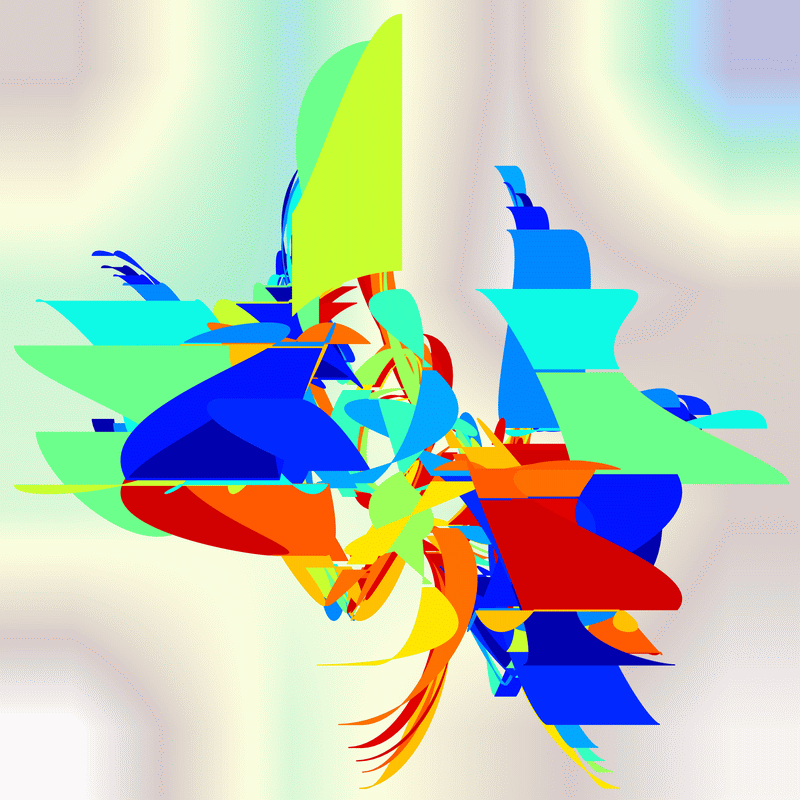 gnarly spirograph images generated with matplotlib fill_between(), with variations between which rows the colouring occurs