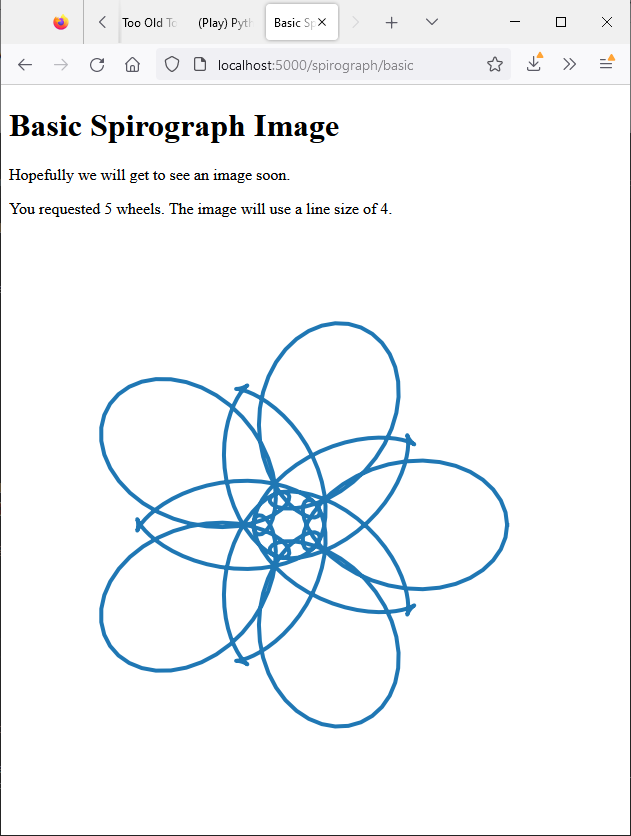 screen shot of basic spirograph image generated in browser