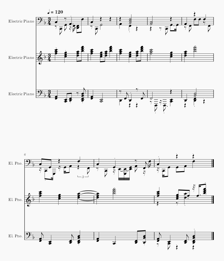 screen capture showing musical notation for midi file opened in MuseScore Studio